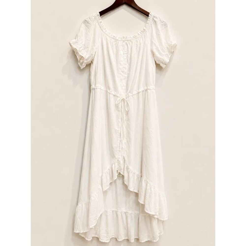 Happy Sailed Off-the-Shoulder High Low Maxi Dress White XL